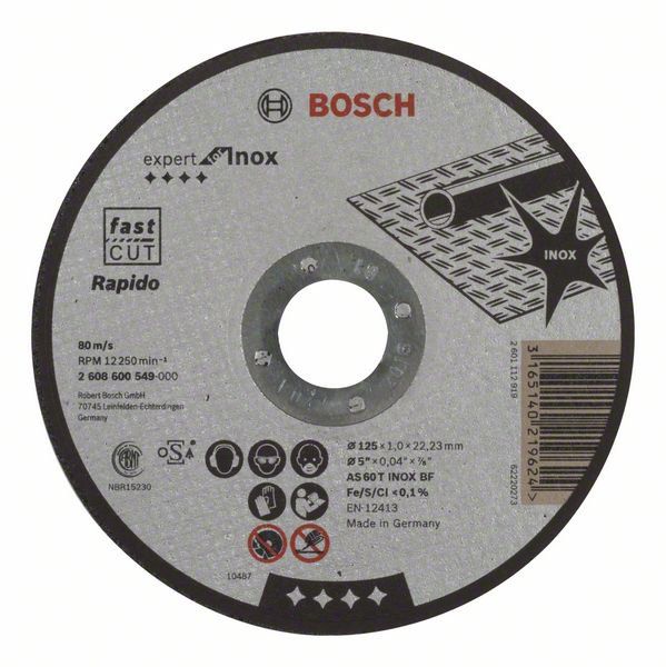 Disque 125 X 1,0 Inox Plat Bosch 2608600549