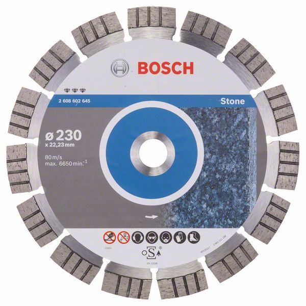 Bosch 2608602645 Disque /à tron/çonner diamant/é best for stone 230 x 22,23 x 2,4 x 15 mm