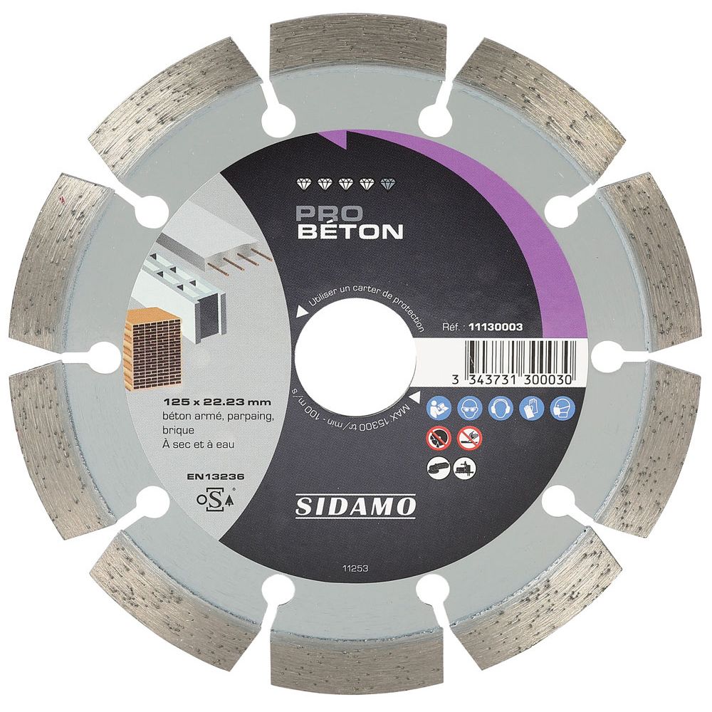 Disque Diamant Pro Beton D.125 x 22,23 x h 10 - 11130003 - Sidamo