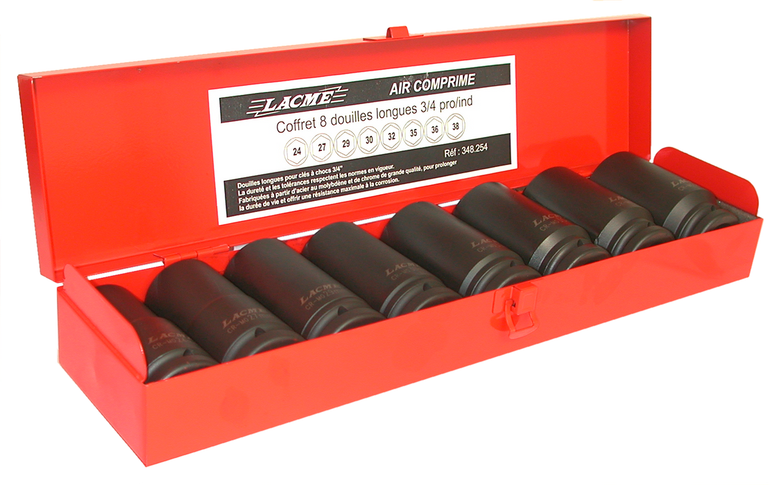 Coffr.8 Douilles Longues 3/4" 348254 Lacme