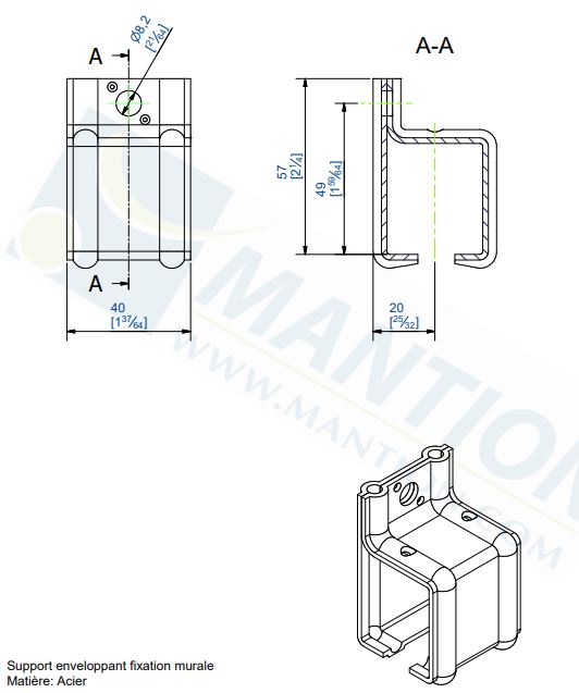 Support enveloppant fixation murale 3631