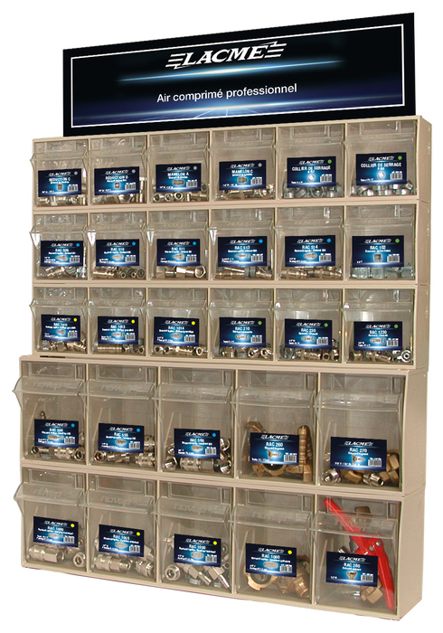 Présentoir Raccords Univers.1: 28 Références - 390 Produits 370000 Lacme