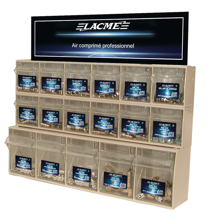 Présentoir Raccords Standard 1: 17 Références - 240 Produits 370500 Lacme