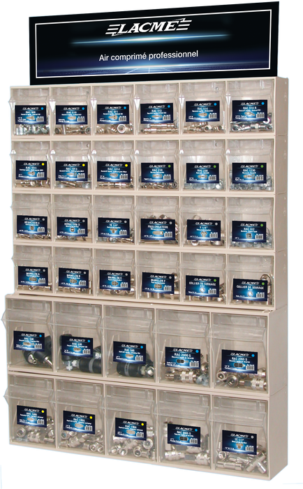 Présentoir Raccords Industrie: 34 Références - 445 Produits 370800 Lacme