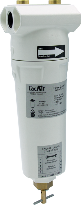 Filtre Charbon Actif Ca9C - 90 M³/H - 1/2" F - 0,003 Ppm 475814 Lacme