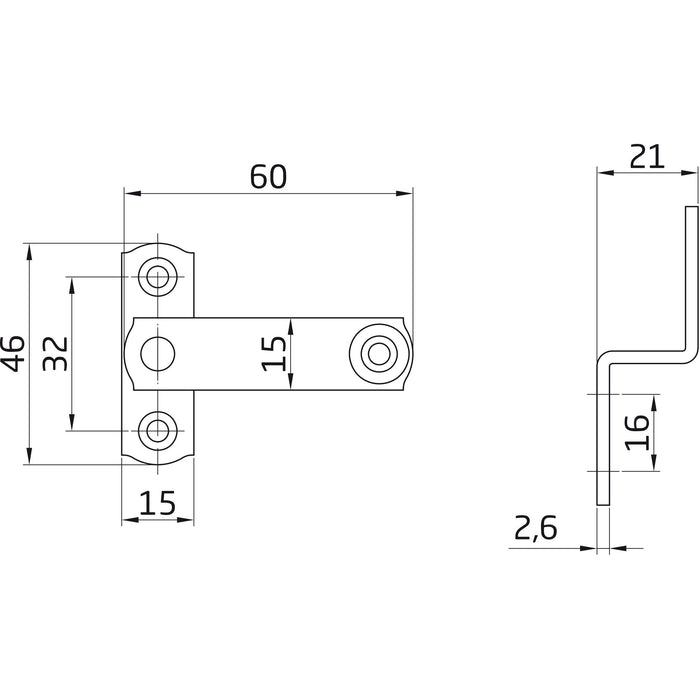 Loquet à levier pour volet. Avec un épaisseur de 15 mm. 15446