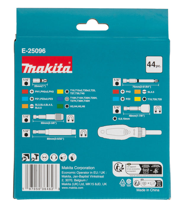 Coffret 43 accessoires de vissage + tournevis à cliquet - E-25096 MAKITA