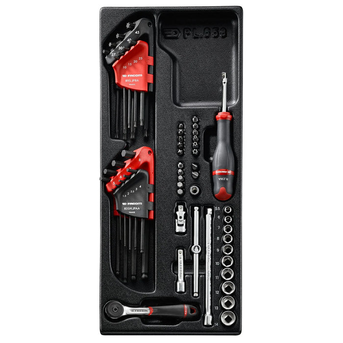 Module douilles, 6 pans métriques, 52 pièces, 1/4" - MOD.R161-46PB FACOM