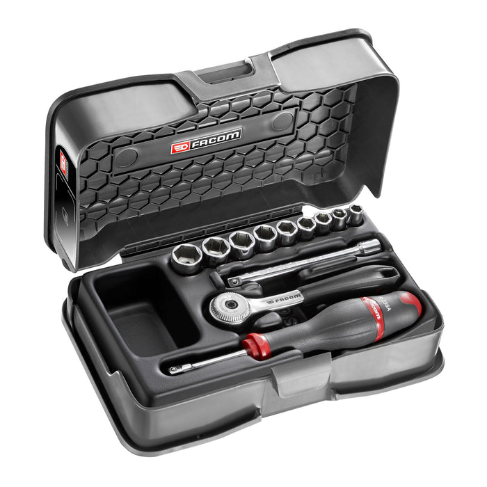 R.151-1P6 Coffret douilles 1/4" 6 pans métriques - 12 pièces - R.151B