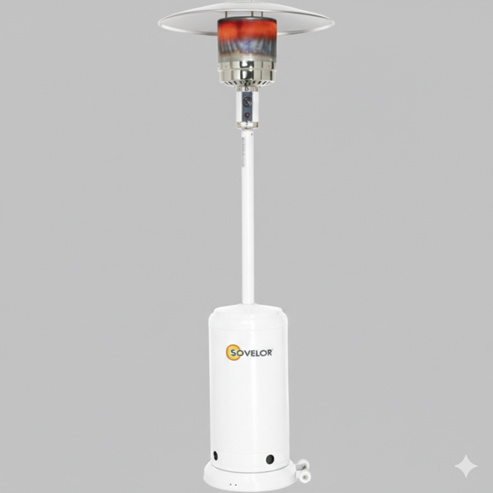 PARASOL CHAUFFANT PROPANE 14KW BRASILIA - Blanc et Inox Sovelor