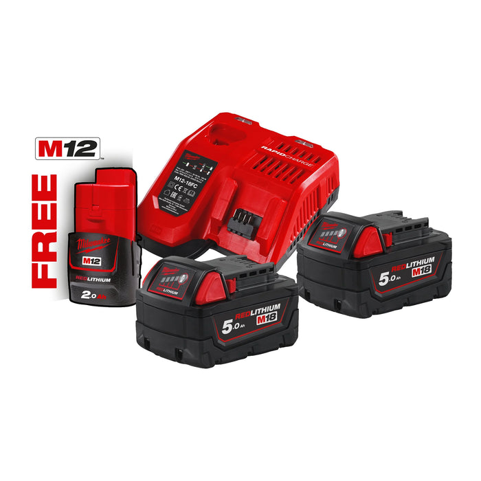 Pack Batteries NRG-502 18V 2x5.0Ah M18 + M12 offerte - 4933459217 MILWAUKEE