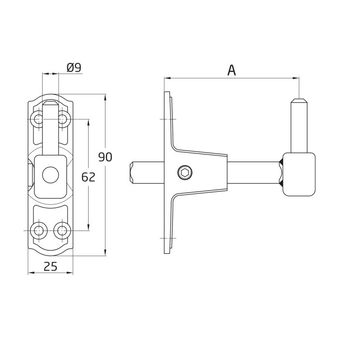 Gond réglable avec support sans filetage - AMIG7031 AMIG