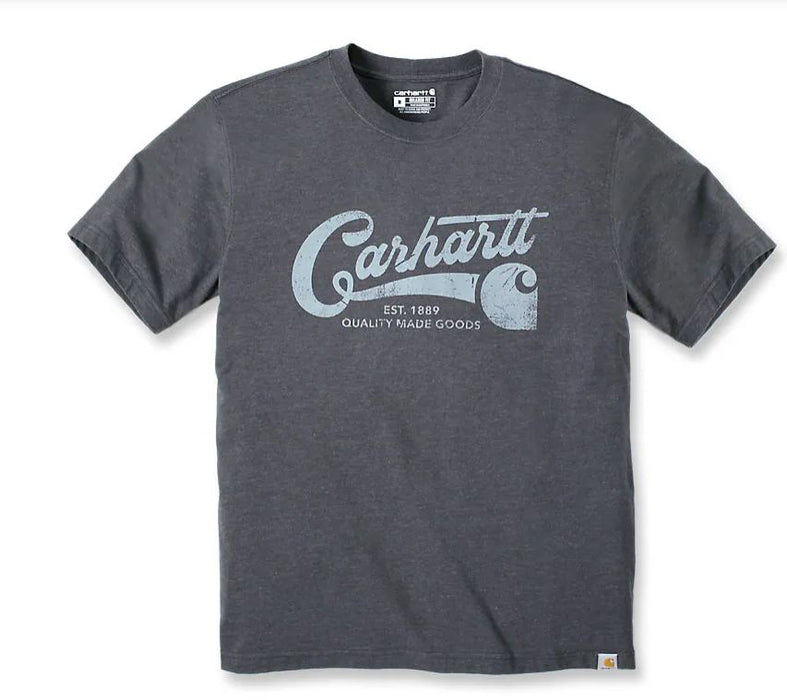 T-Shirt Relaxed Fit Lightweight Short-Sleeve Script Graphic - Carbon Heather