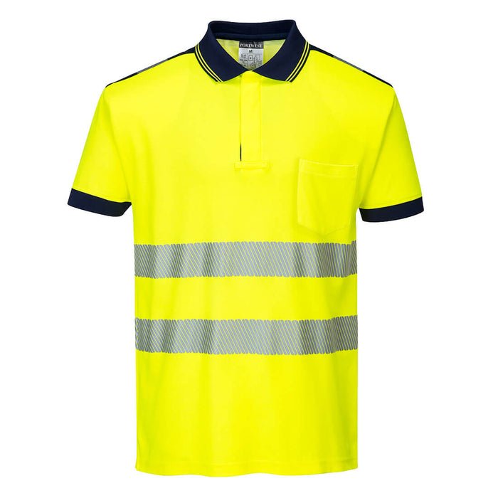 POLO HV JAUNE / BLEU MARINE