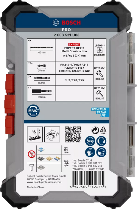 Coffret PRO Impact 20 pcs: 4 forets 15 embouts 1 porte embouts - 2608521U83 Bosch