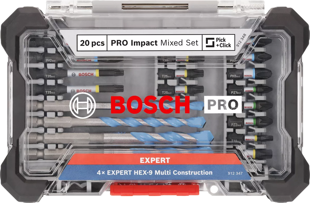 Coffret PRO Impact 20 pcs: 4 forets 15 embouts 1 porte embouts - 2608521U83 Bosch