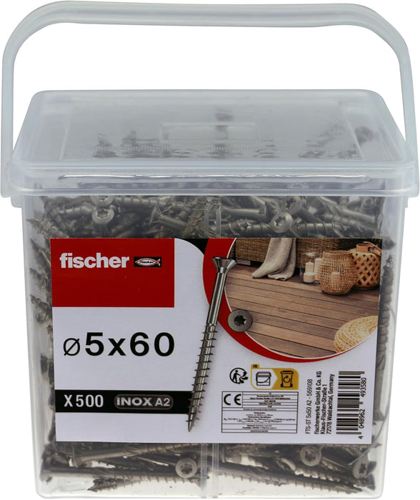 Seau vis terrasses 5x60 inox A2 500 pièces - 569109 Fischer