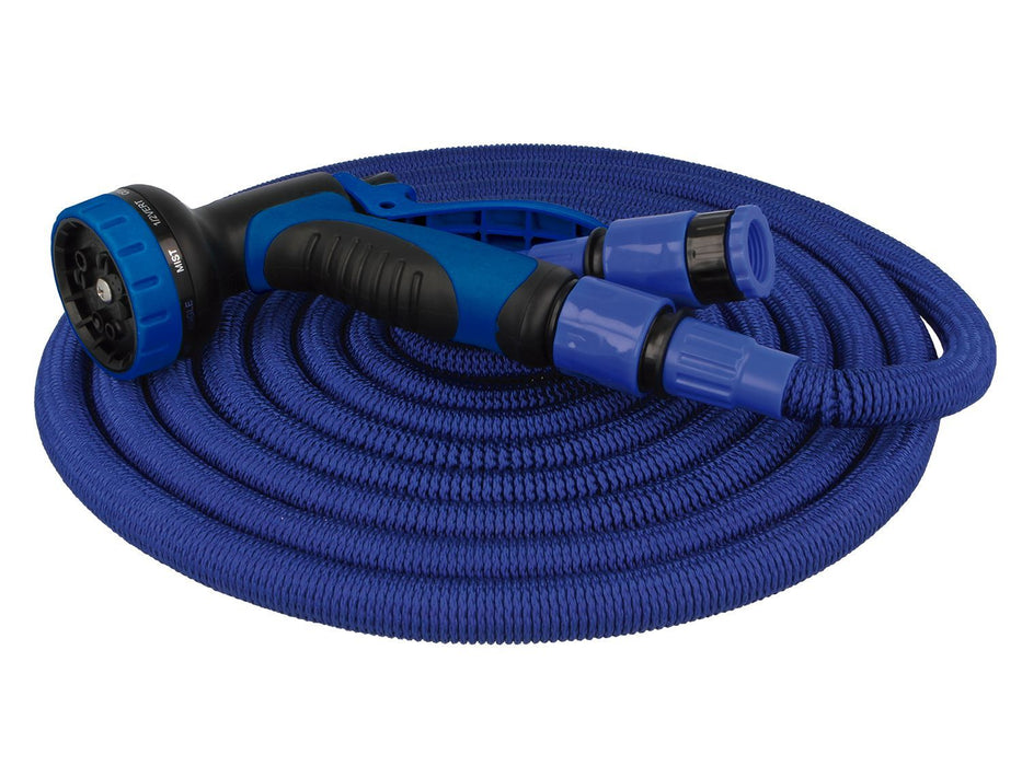 TUYAU D'ARROSAGE EXTENSIBLE BLEU 15ML AVEC JET 6 bar  - 24058 AMIG