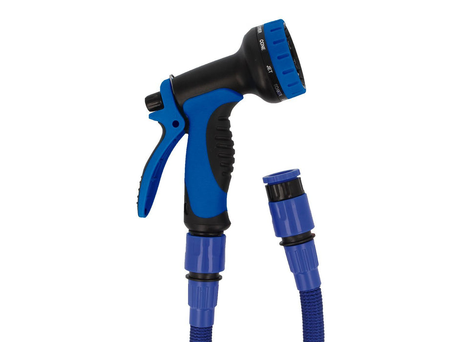 TUYAU D'ARROSAGE EXTENSIBLE BLEU 15ML AVEC JET 6 bar  - 24058 AMIG