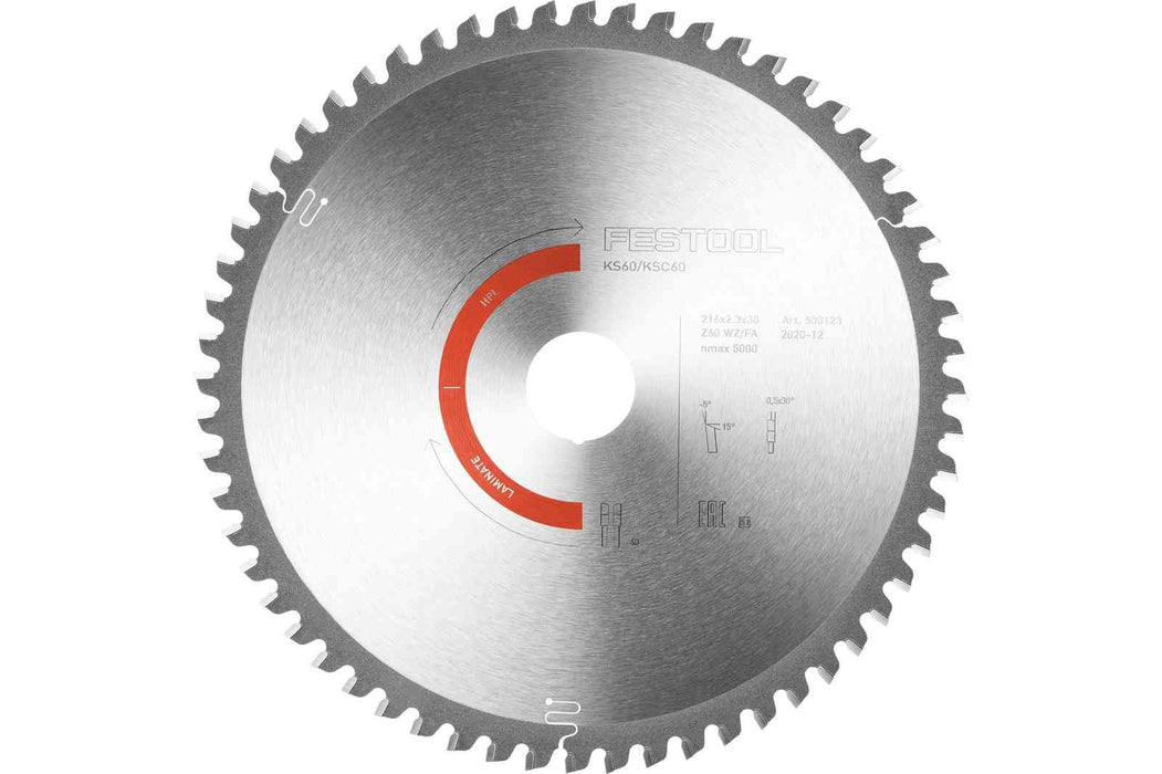 Lame de scie circulaire LAMINATE/HPL HW 216x2,3x30 WZ/FA60 - 500123 Festool