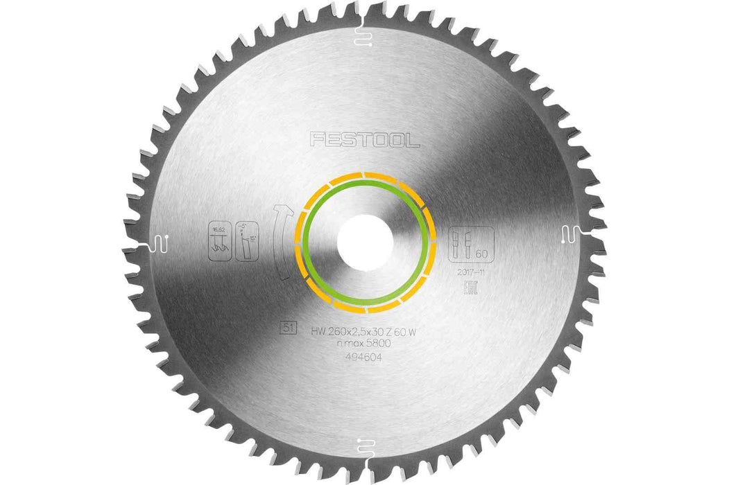 Lame de scie universelle 260x2,5x30 60 Dents - 494604 Festool
