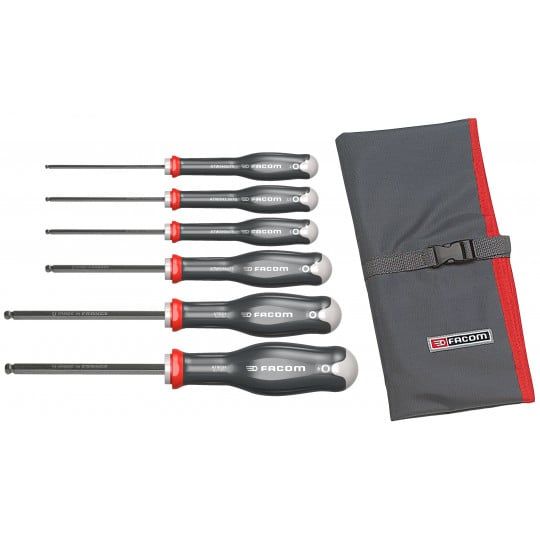 Jeu de clés mâles 6 pans emmanchées à tête sphérique ATWSH.JT6 Facom