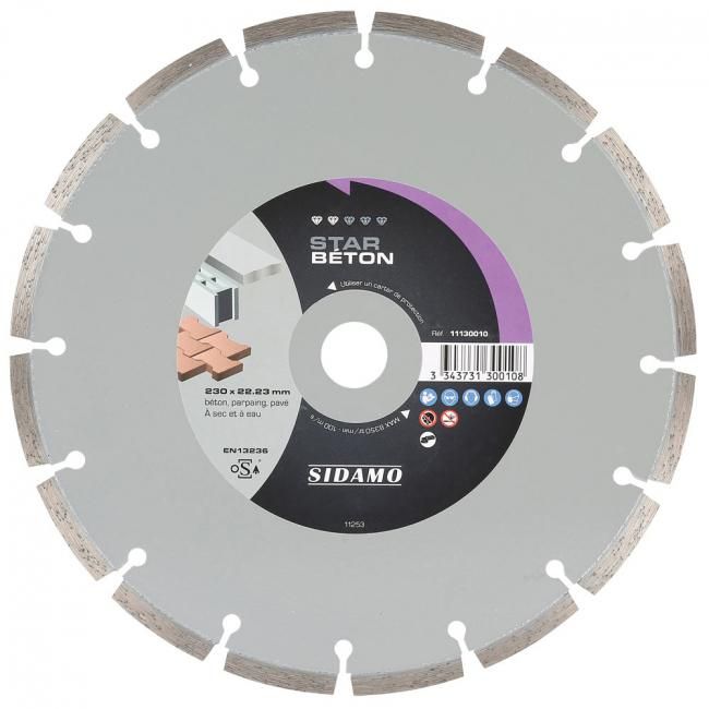 DISQUE DIAMANT STAR BETON D. 230 x 22,23 x h 7 11130010 Sidamo