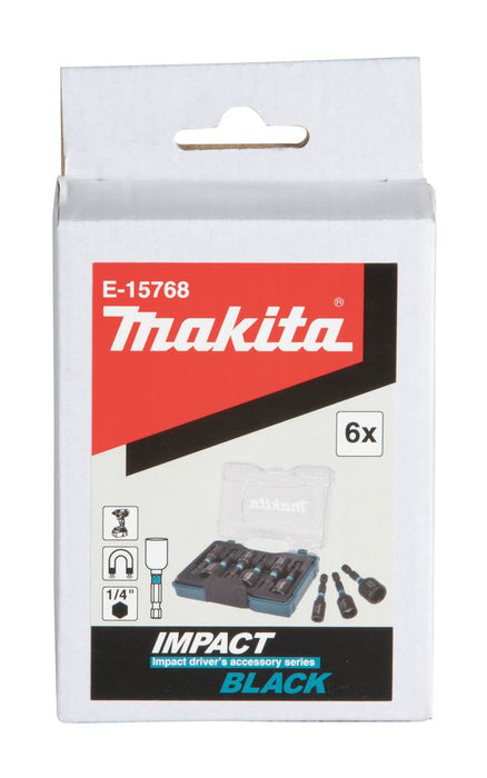 Coffret 6 douilles à queue Impact BLACK - E-15768 Makita