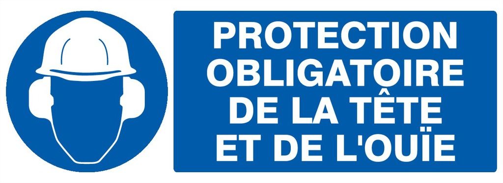 Panneau protection obligatoire de la tête et de l’ouïe 330 x 200 mm - 621505 Sofop