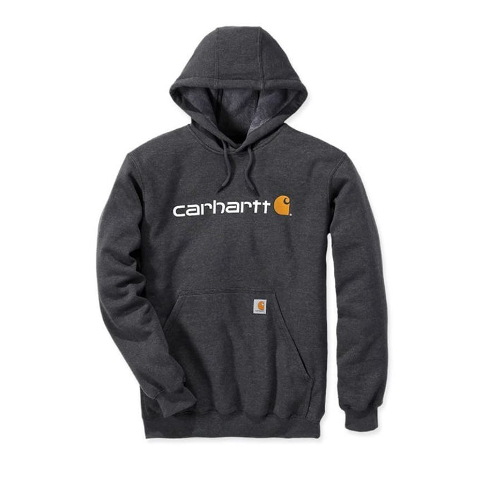 Sweat Signature Logo Hooded Carbon Hearther Carhartt