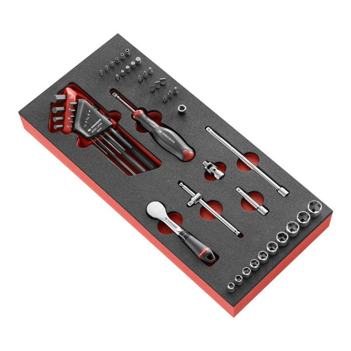 Module jeu de douilles et d'embouts 1/4'' métrique 6 points 46 pièces MODM.R181-36PB Facom
