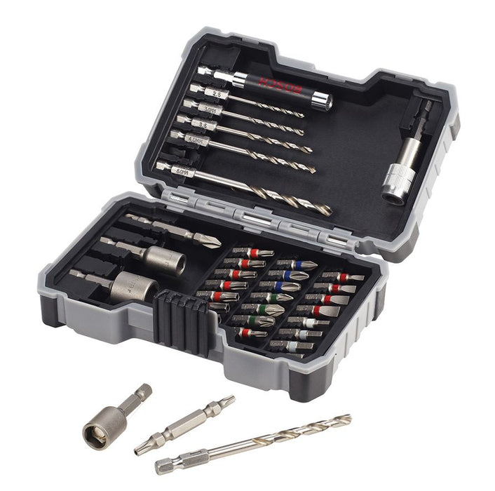 Coffret 35 pièces d'embouts de vissage Bosch + forets à métaux HSS-G 2607017328