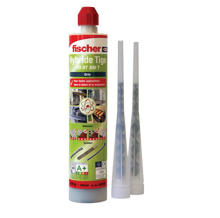 Résine de scellement hybride FIS HT pour tiges filetées Fischer 300ml ton pierre