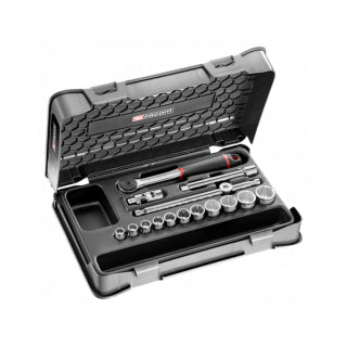 J.161-2P12U Coffret douilles 3/8" 12 pans en pouces - 16 pièces - J.161B