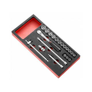 MODM.JL161-36 Module mousse douilles 3/8" 6 pans métriques - 20 pièces - JL.161