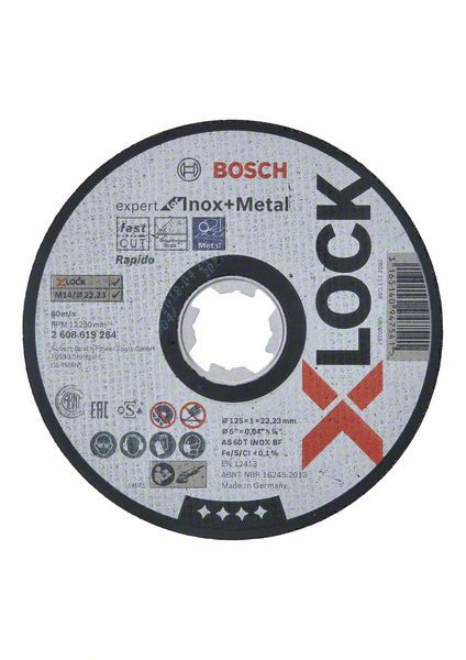 Disque à tronçonner Std Inox Acier 125x1,0 Plat X-Lock Bosch 2608619264