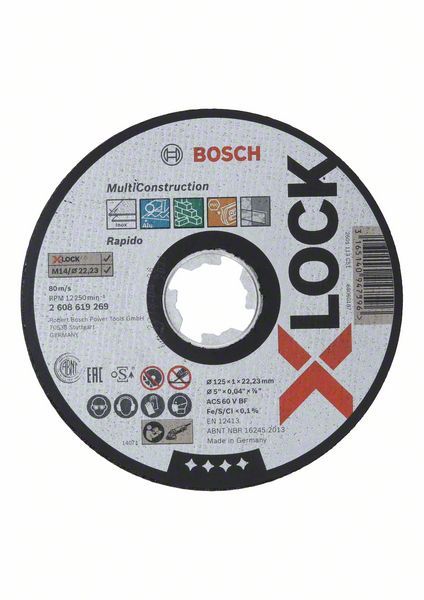 Disque à tronçonner Multiconstruction plat 125x1,0 X-Lock Bosch 2608619269