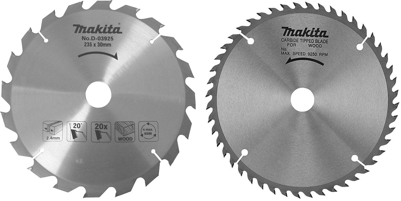 Lot De 2 Lames Lames Carbure Bois Po 235x30 mm 20/48D Makita D-20068