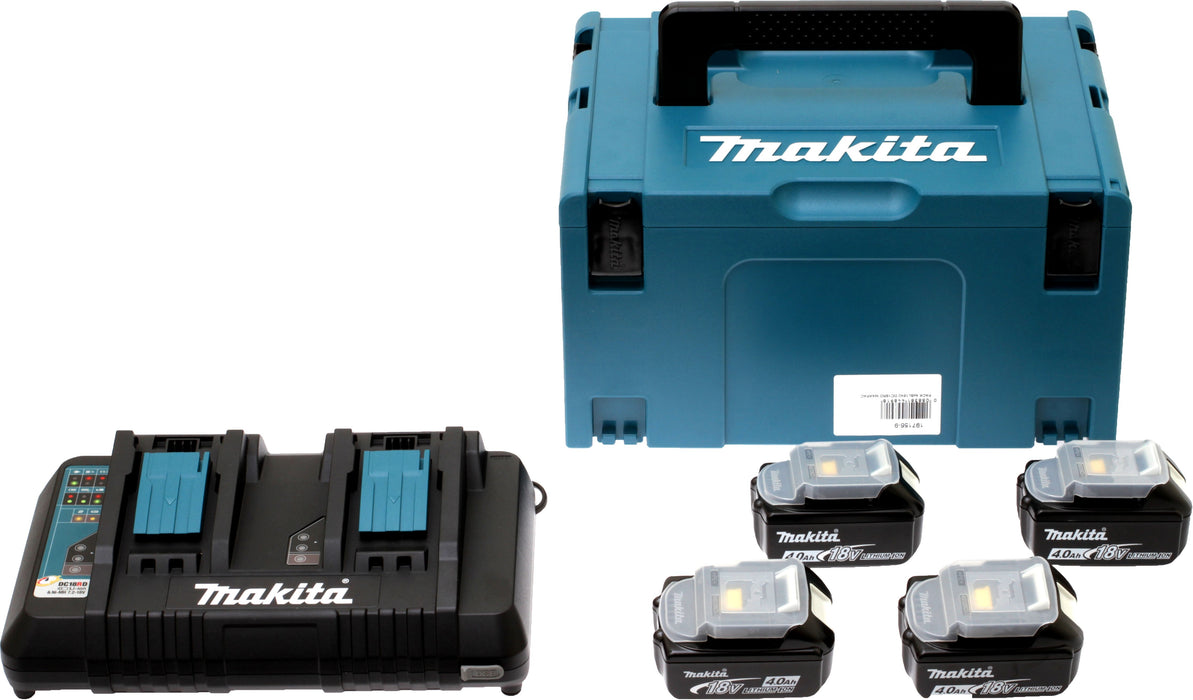 Pack Énergie 18V Li-Ion 4 batteries + 1 chargeur double Makita 197626-8