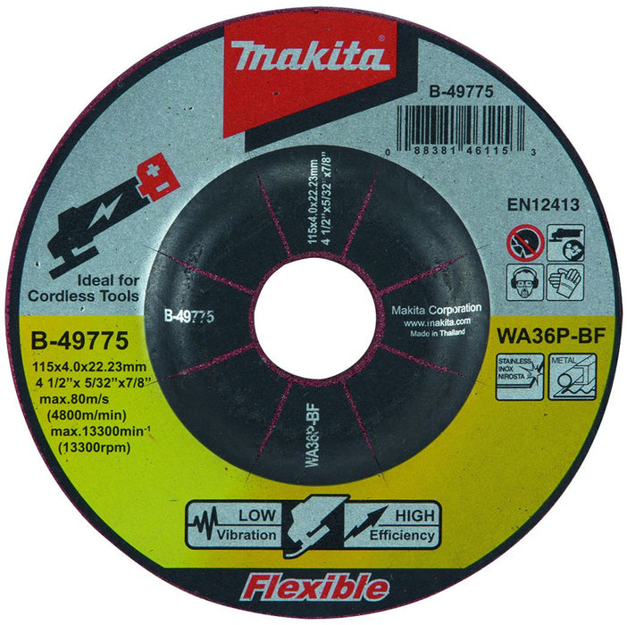 Meule A Ebarber Metal Fle+Batt 125x4x22,23 mm Wa36P Makita B-53110