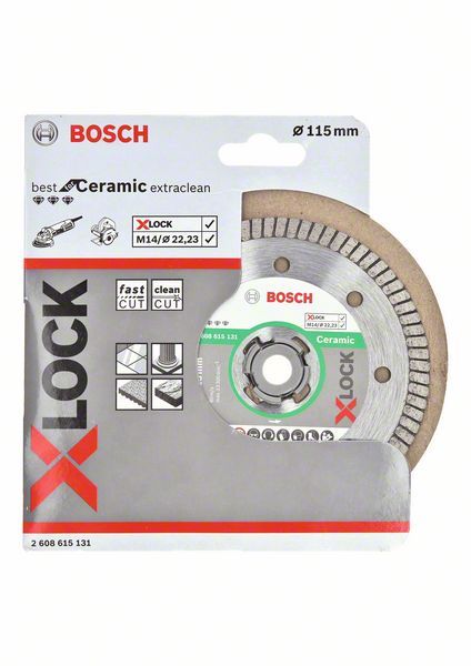 Disques à tronçonner diamantés X-LOCK Best for Ceramic Extra Clean Turbo 115x22,23x1,4x7 Bosch 2608615131