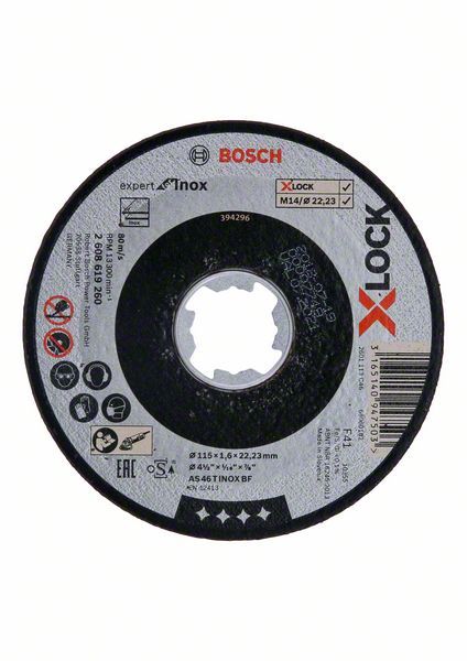 Disques à tronçonner droits X-LOCK Expert for Inox 115x1,6x22,23 mm Bosch 2608619260