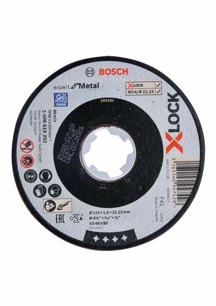 Disques à tronçonner droits X-LOCK Expert for Metal 115x1,6x22,23 mm Bosch 2608619252