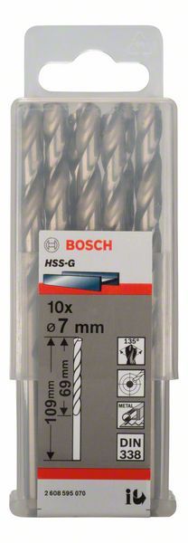 Forets à métaux rectifiés HSS-G, DIN 338 Bosch 2608595070