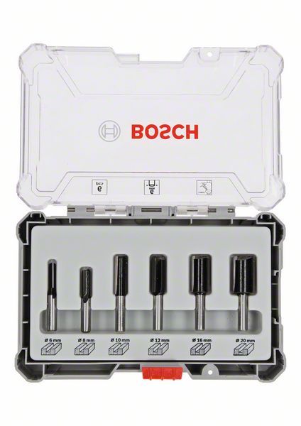 Kit de 6 fraises droites à queue de 6 mm Bosch 2607017465