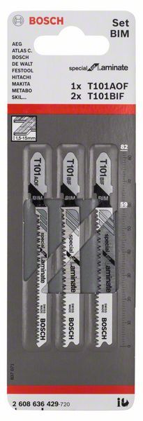 Lames de scie sauteuse, set de 3 pièces Bosch 2608636429
