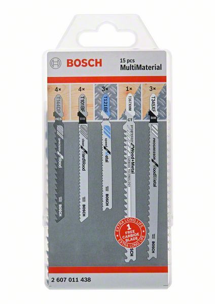 Pack de 15 lames de scie sauteuse Multi matériaux Bosch 2607011438