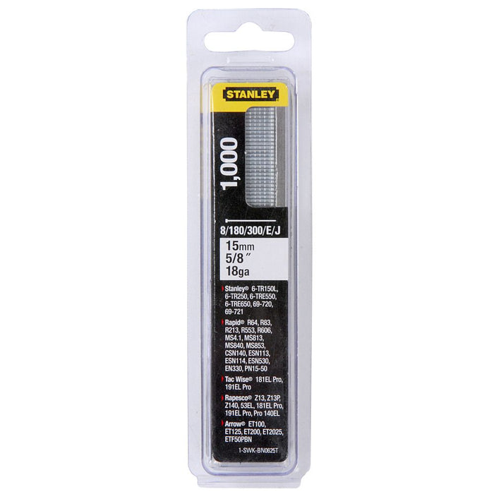 Clous - Boite De 1000 Pcs Clous 15 mm - 5/8 - 18GA (1000) Stanley 1-SWK-BN0625T