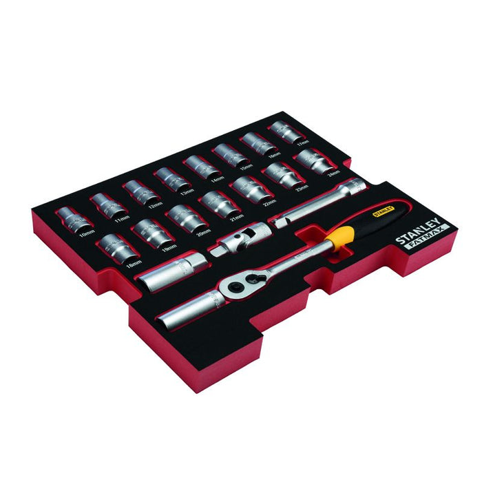 Module Mousse Tstak Cliquets/Douilles 1/2" - 20 Pcs 20 pièces - 1/2" - compatible tout tiroir TSTAK Stanley FMHT0-74297