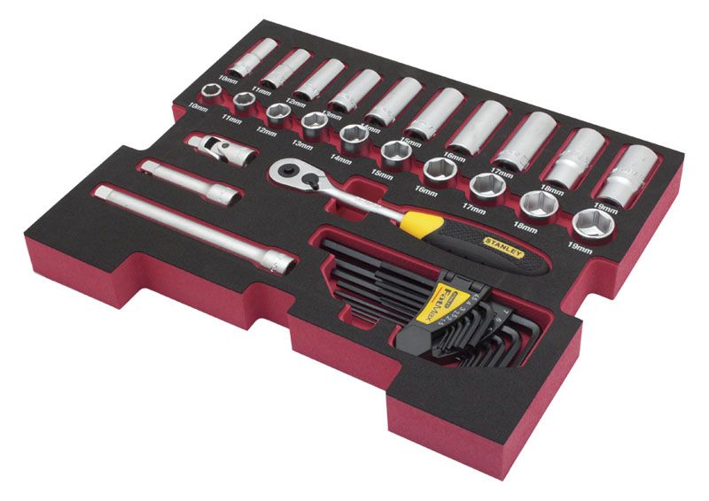 Module Mousse Tstak Cliquets/Douilles 3/8" - 38 Pcs - compatible tout tiroir TSTAK Stanley FMHT0-74296